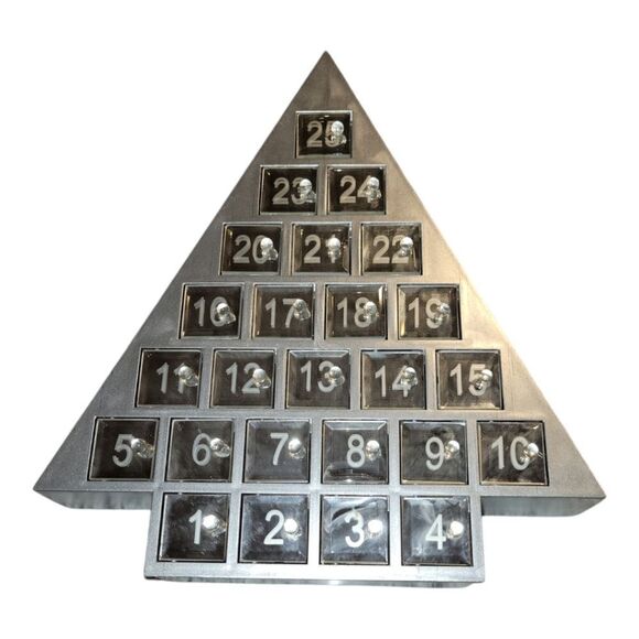 Threshold Mirrored Doors Christmas Tree Advent Calendar Silver Holiday - Picture 1 of 8